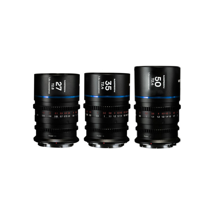 Laowa VE273550PLEFB - Nanomorph S35 Prime 3-Lens Bundle (27mm, 35mm, 50mm) Blue, (Cine) Arri PL (Default) + EF