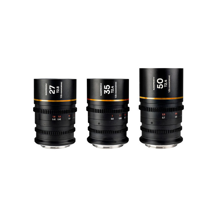 Laowa VE273550NZA - Nanomorph S35 Prime 3-Lens Bundle (27mm, 35mm, 50mm) Amber, (Cine) Nikon Z