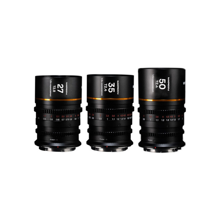 Laowa VE273550PLEFA - Nanomorph S35 Prime 3-Lens Bundle (27mm, 35mm, 50mm) Amber, (Cine) Arri PL (Default) + EF