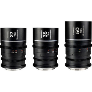 Laowa VE273550SES - Nanomorph S35 Prime 3-Lens Bundle (27mm, 35mm, 50mm) Silver, (Cine) Sony E