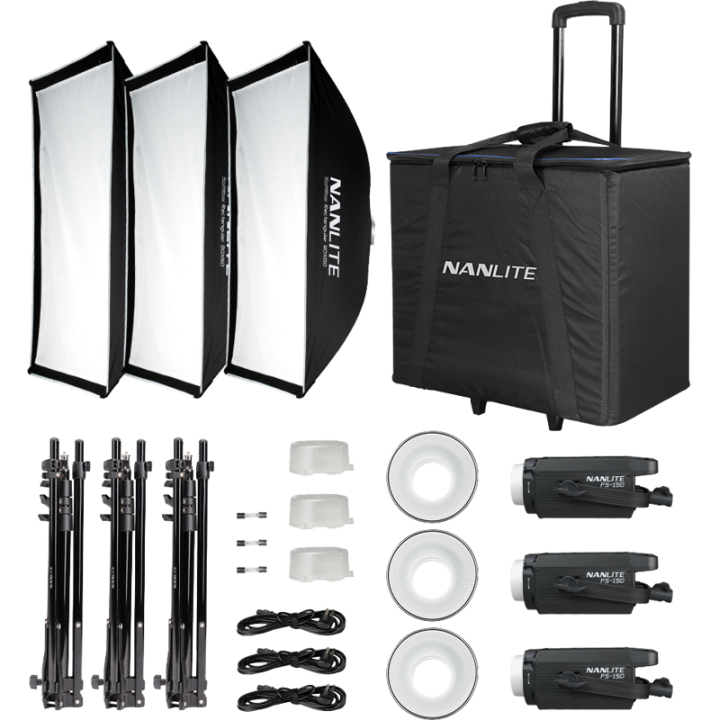 Nanlite FS-150 3KIT-S-LS - FS-150 LED 3 Light Kit with Stand