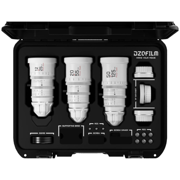 DZOFilm DZO-7220001W/2W/4W-Kit - Pictor Zoom 3-Lens Kit (12-25/50-125/20-55 T2.8) White