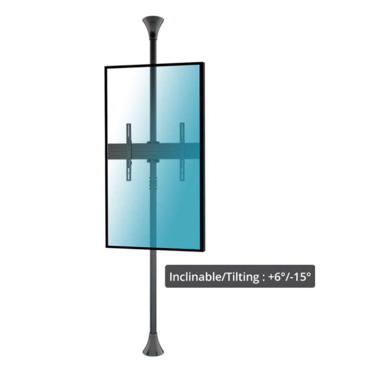 Kimex 032-2001K3 - Tiltable Floor-to-Ceiling Mount for 55" - 75" Portrait TV Screens