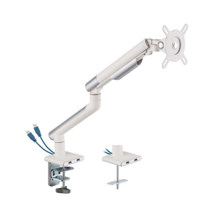 Kimex 015-2411 - Full Motion Desktop Mount for 17"-32" PC Monitor with USB, White