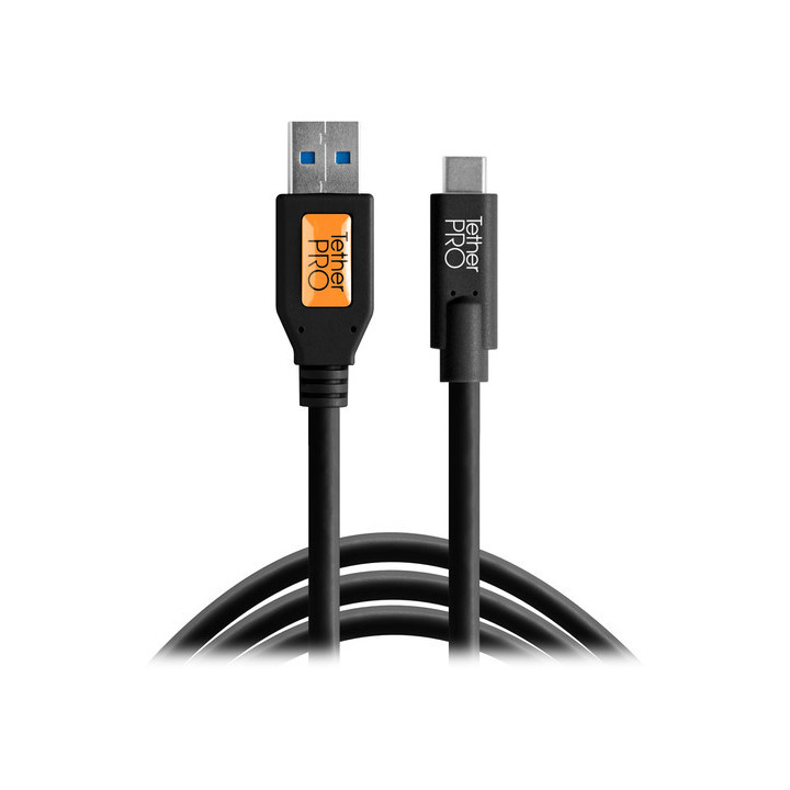 Tether Tools CUC3215-BLK - TetherPro, USB-C 3.1 Cable, USB-C / 3.0 A, 4.6 m, Black
