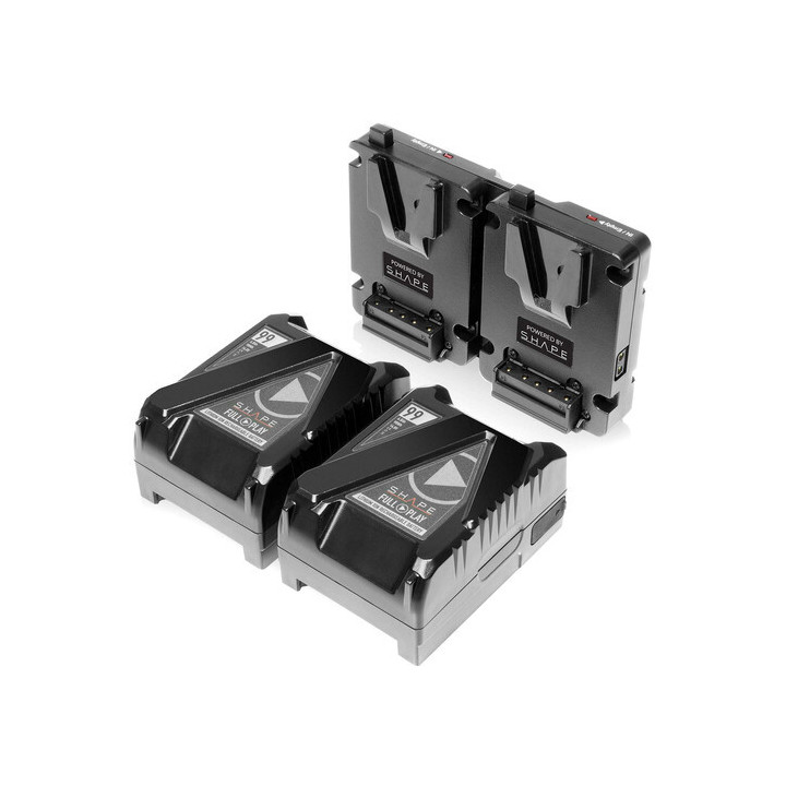 Shape MPV99 - 2 x Mini V-Mount 99Wh Batteries & Dual Hot-Swap Battery Plate Kit