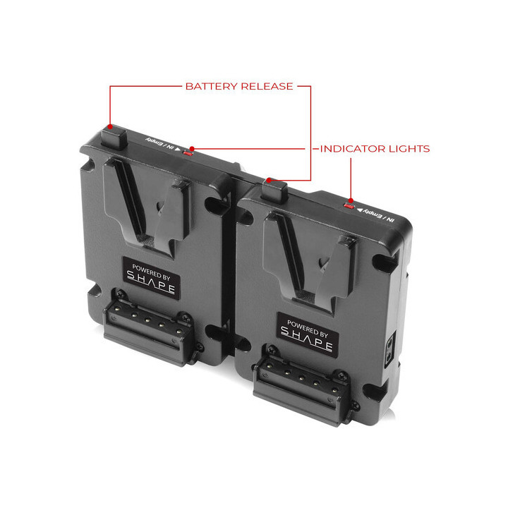 Shape MPV99 - 2 x Mini V-Mount 99Wh Batteries & Dual Hot-Swap Battery Plate Kit