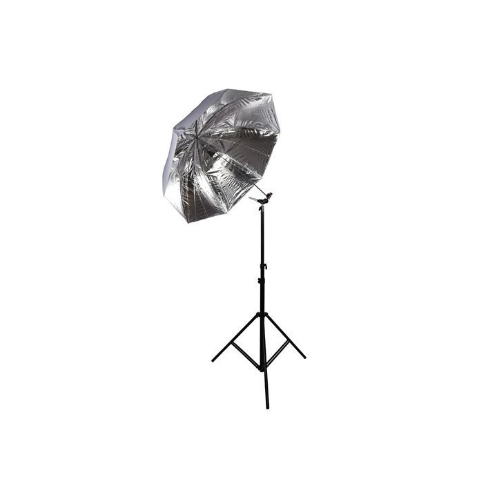 Falcon Eyes 2554 - Umbrella Set Silver/White 152 cm incl. tripod and bracket
