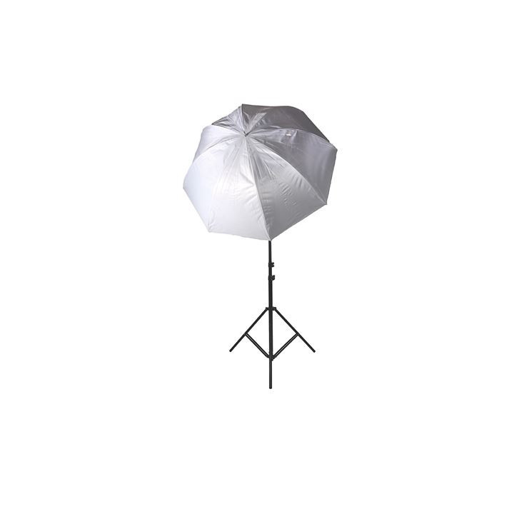 Falcon Eyes 2554 - Umbrella Set Silver/White 152 cm incl. tripod and bracket