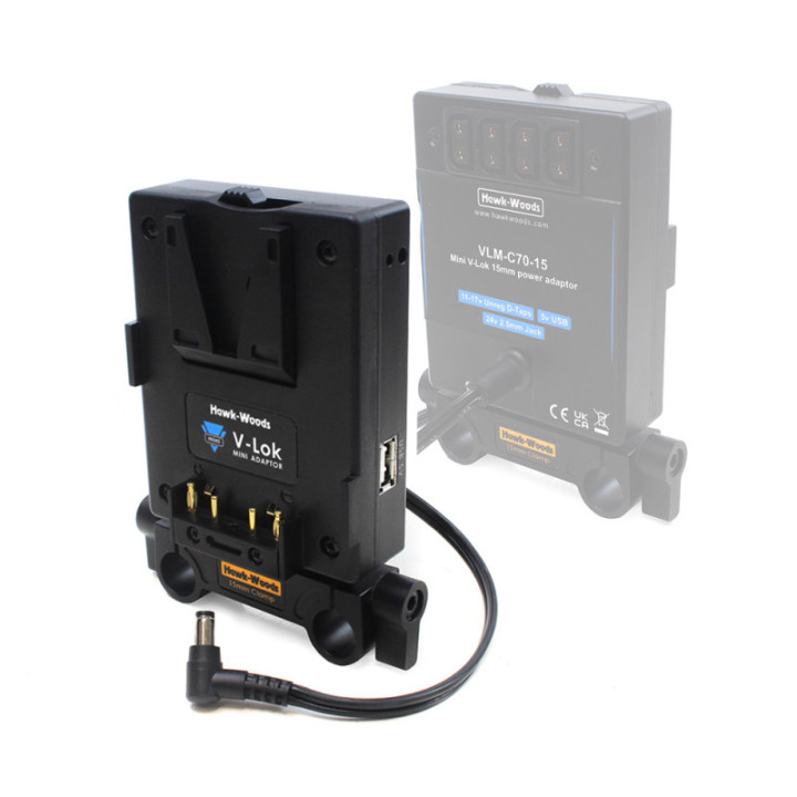 Hawkwoods VLM-C70/15 - V-lock 15mm Canon C70 camera adaptor - 24V