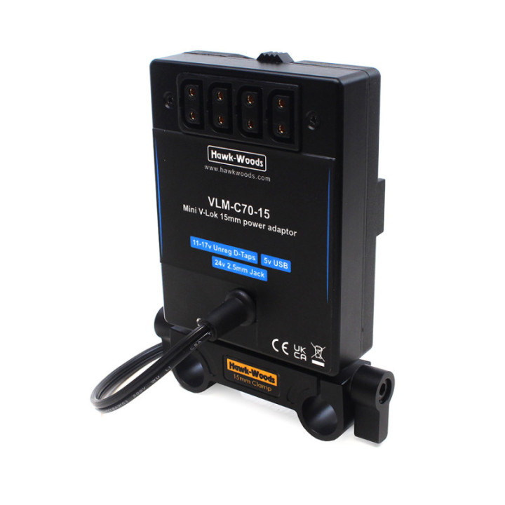 Hawkwoods VLM-C70/15 - V-lock 15mm Canon C70 camera adaptor - 24V