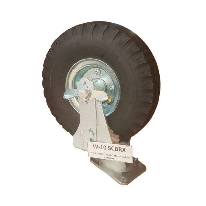 Magliner W-10 SCBRX - 10" Swivel Caster Pneumatic Wheel with Brake (4.10 / 3.50-4)
