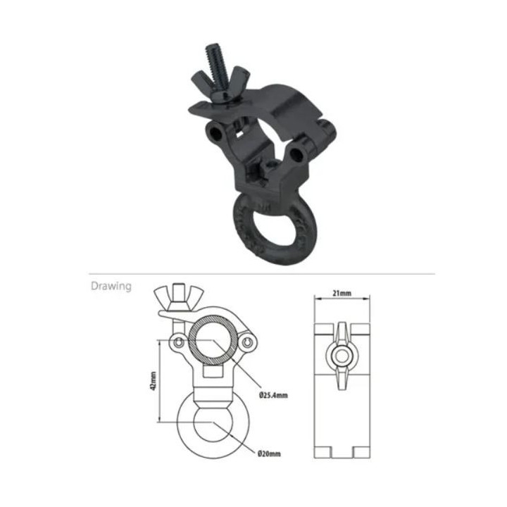Kupo KCP-812B - Mini Coupler W/ Eye Ring -black
