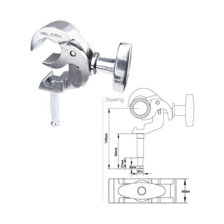 Kupo KCP-816 - Arch Coupler W/16mm Spigot