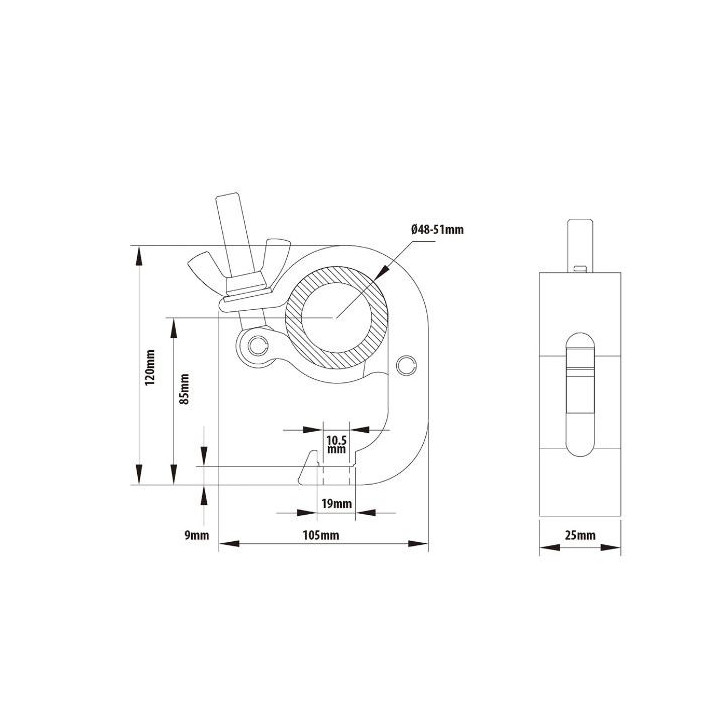 Kupo KCP-828B - Slim Handcuff Clamp - Black