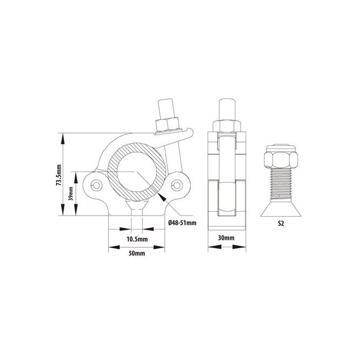 Kupo KCP-830ST - Slim Half Couplerwith Stainless Steel Parts