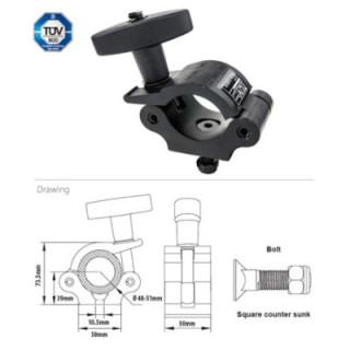 Kupo KCP-831B-T - Half Coupler With T Handle - Black