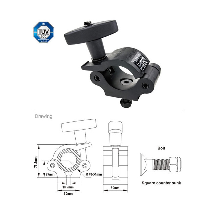 Kupo KCP-831B-T - Half Coupler With T Handle - Black