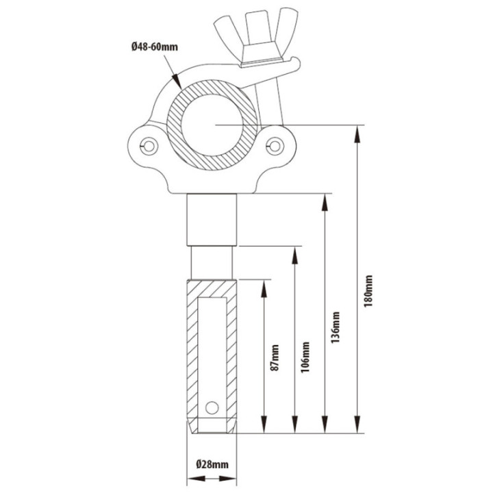 Kupo KCP-864 - Slim Mighty Coupler With 28mm Spigot
