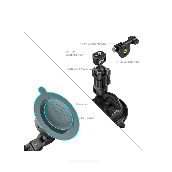 SmallRig 4275 - Portable Suction Cup Mount Support Kit for Action Cameras/Mobile Phones SC-1K