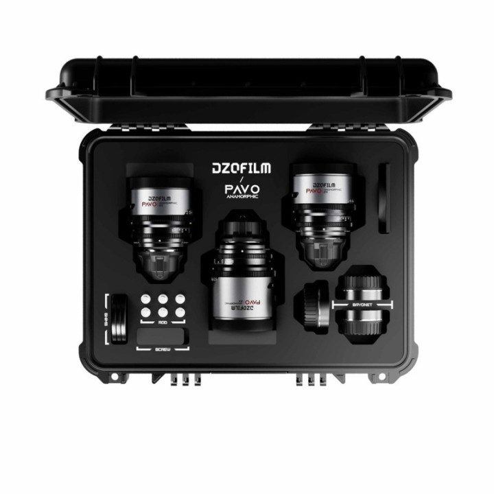 DZOFilm DZO-PAA3PLMN - Pavo 2x Anamorphic 3-Lens Kit (28/40/75mm T2.1) for PL/EF Mount (S35) metric - Golden Coating