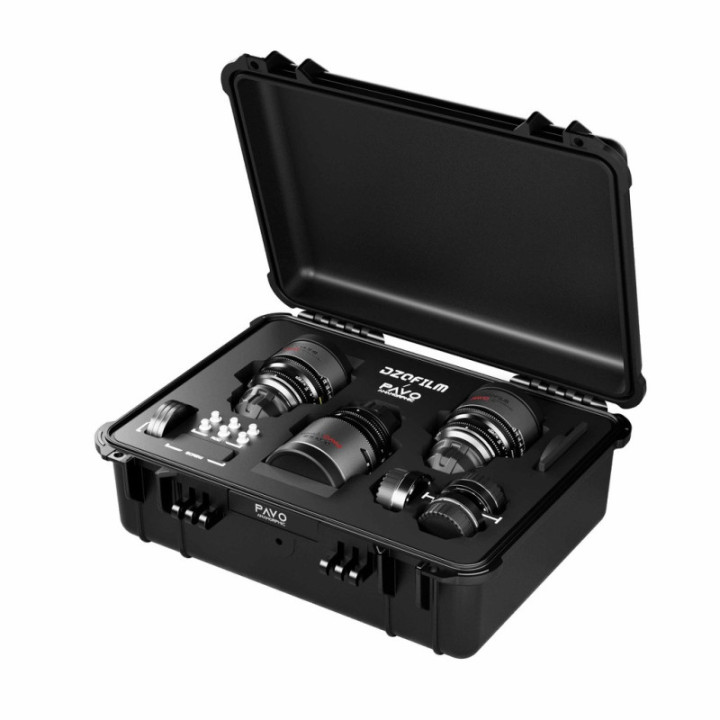 DZOFilm DZO-PAA3PLMN - Pavo 2x Anamorphic 3-Lens Kit (28/40/75mm T2.1) for PL/EF Mount (S35) metric - Golden Coating