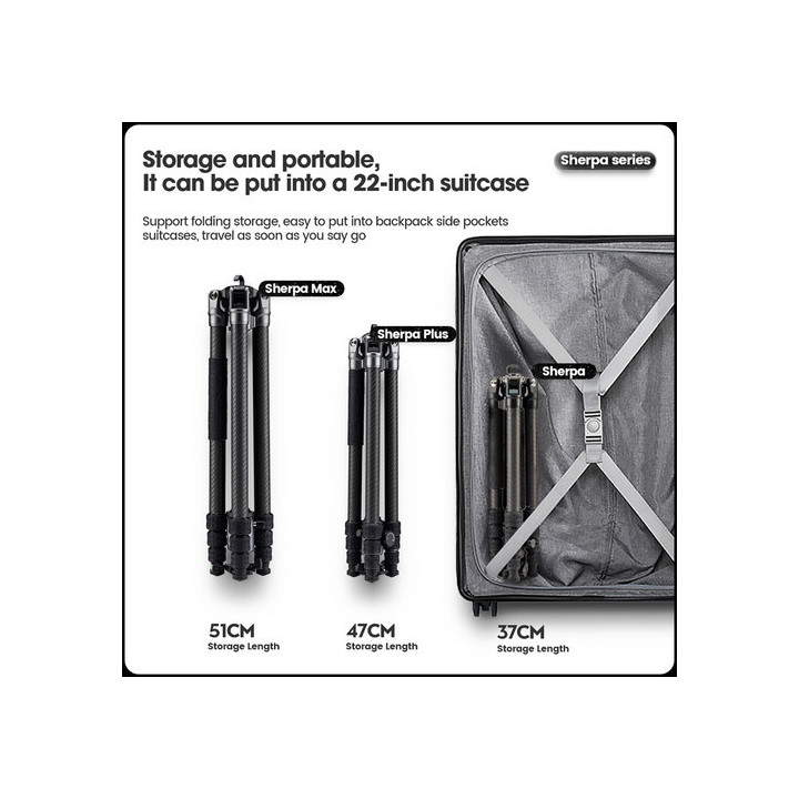 FotoPro Sherpa Max - Carbon Fiber Travel Tripod