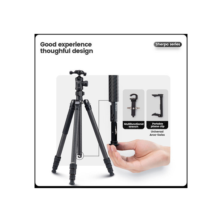 FotoPro Sherpa Max - Carbon Fiber Travel Tripod