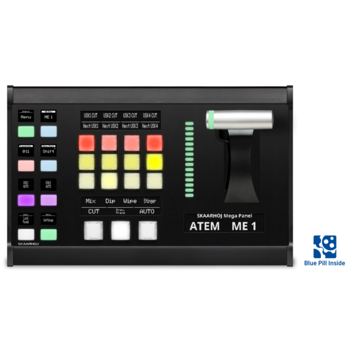 Skaarhoj T-BLOCK-R-V1B-SBK - T-Block Right w/Blue Pill Inside - Slim Enclosure Black