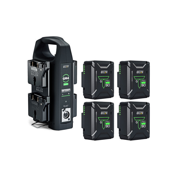Anton-Bauer 8275-0164 - 4 X Titon Micro 90GM Batteries and GM4 Charger