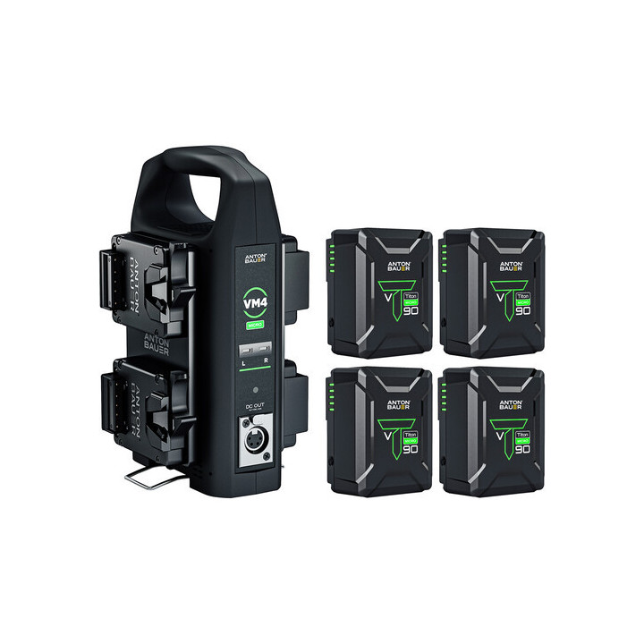 Anton-Bauer 8275-0165 - 4 X Titon Micro 90VM Batteries and VM4 Charger