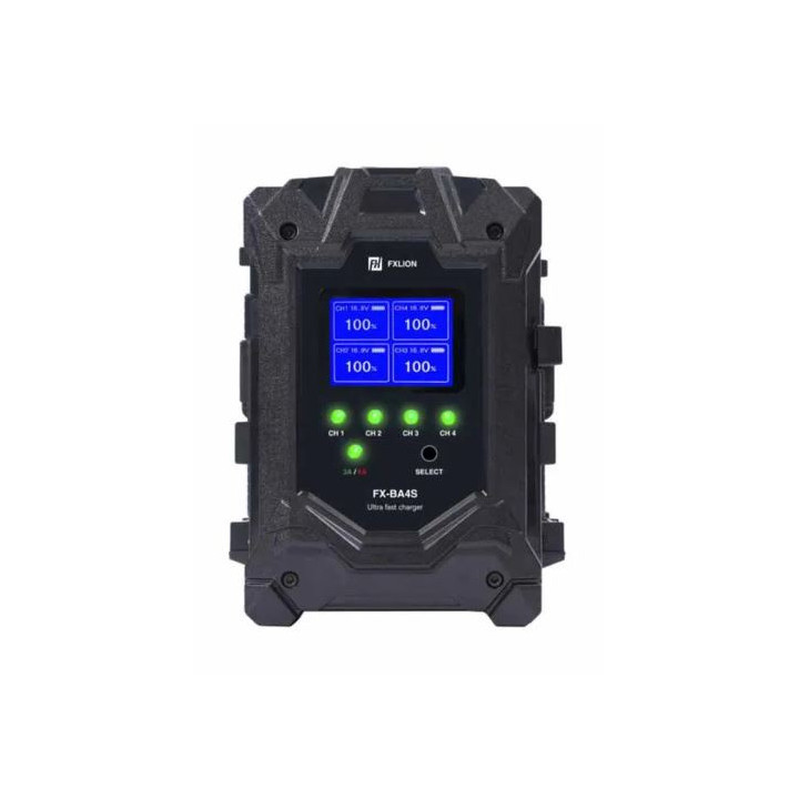FXLION FX-BA4S - 4-Channel Dual Current Switchable V-mount Battery Fast Charger