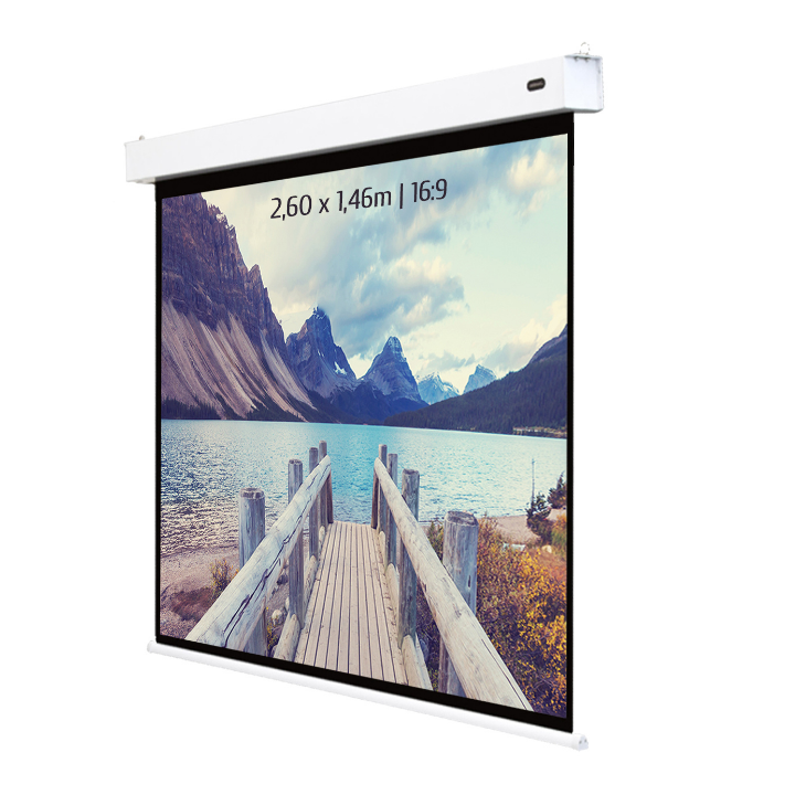 Kimex 047-1515 - Battery Powered Electric Projection Screen 2.60 X 1.46m - 16:9 Format