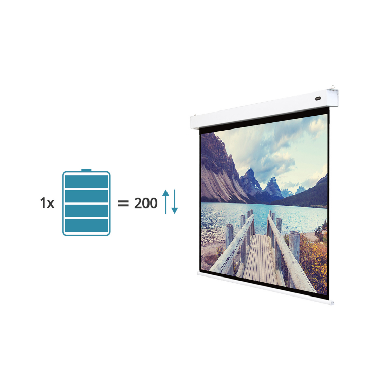Kimex 047-1515 - Battery Powered Electric Projection Screen 2.60 X 1.46m - 16:9 Format