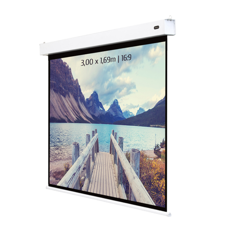 Kimex 047-1517 - Battery Powered Electric Projection Screen 3.00 X 1.69m - 16:9 Format
