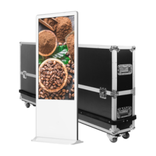 Kimex 161-4310F - Video Totem 43'', FULL HD, 500 cd, 24h/7d, Indoor, White + Flightcase