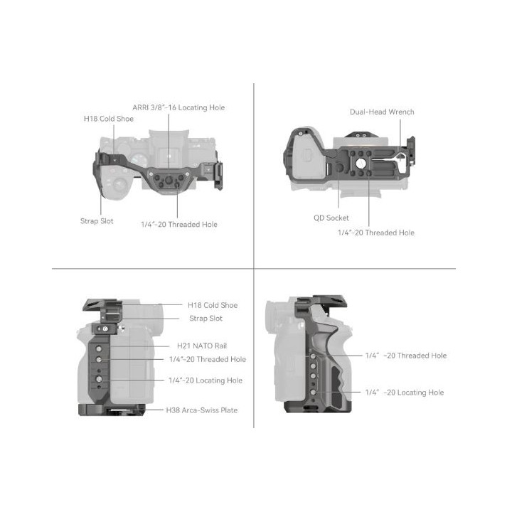SmallRig 4481 - HawkLock Quick Release Cage for Sony Alpha 7R V / Alpha 7 IV / Alpha 7S III / Alpha 1 / Alpha 7R IV