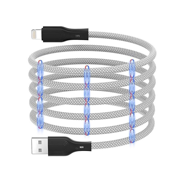 Magtame A-L 1M Silver White - USB A to USB Lightning Cable 1m Silver white