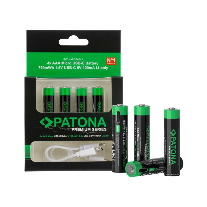 Patona 1409 - Premium Battery 4x Micro AAA USB-C