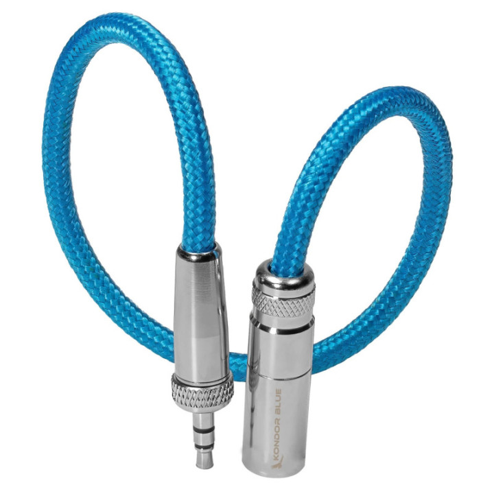 Kondor Blue 12" Mini XLR to 3.5mm TRS Locking Screw Plug for Lavalier/Lapels