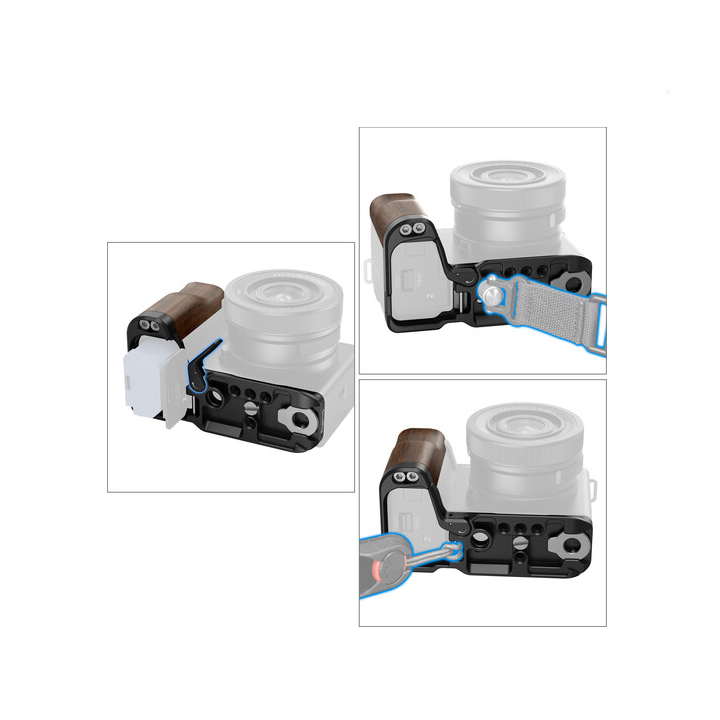 SmallRig 4864 - L-Shape Mount Plate with  Wooden Handle for Sony ZV-E10 II