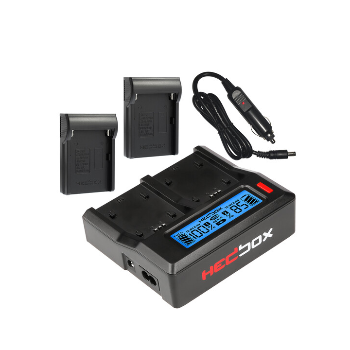 Hedbox RP-DC50/DFM50 - RP-DC50 Digital LCD Dual Battery Charger Kit with RP-DFM50 Battery Plates