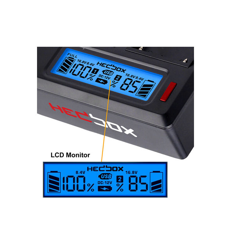 Hedbox RP-DC50/DFM50 - RP-DC50 Digital LCD Dual Battery Charger Kit with RP-DFM50 Battery Plates