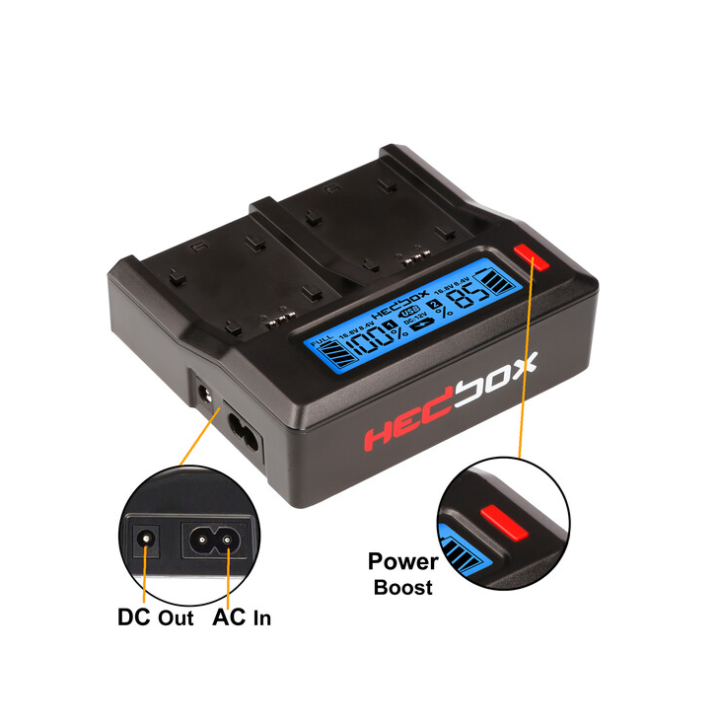 Hedbox RP-DC50/DFZ100 - RP-DC50 Digital LCD Dual Battery Charger Kit with RP-DFZ100 Battery Plates