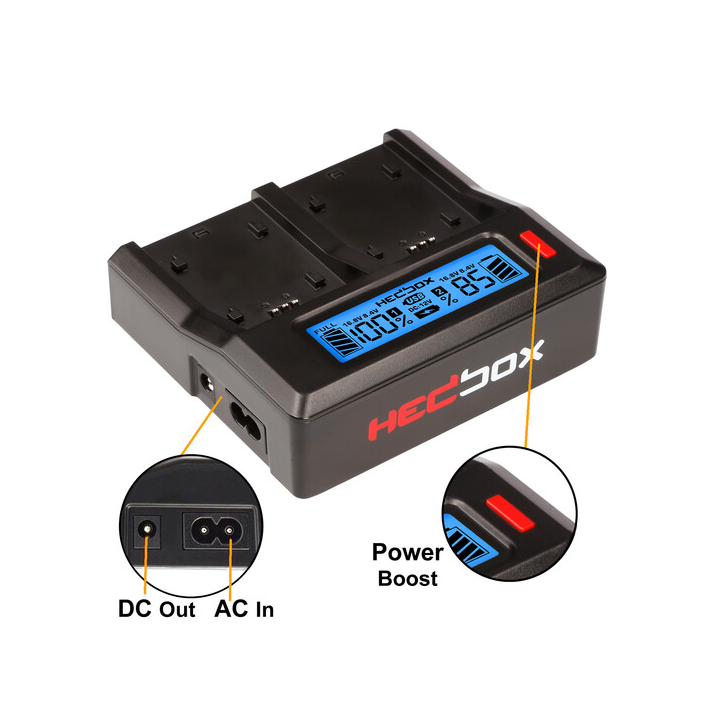 Hedbox RP-DC50/DFP50 - RP-DC50 Digital LCD Dual Battery Charger Kit with RP-DFP50 Battery Plates