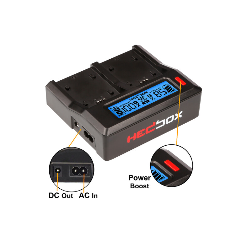 Hedbox RP-DC50/DFW50 - RP-DC50 Digital LCD Dual Battery Charger Kit with RP-DFW50 Battery Plates