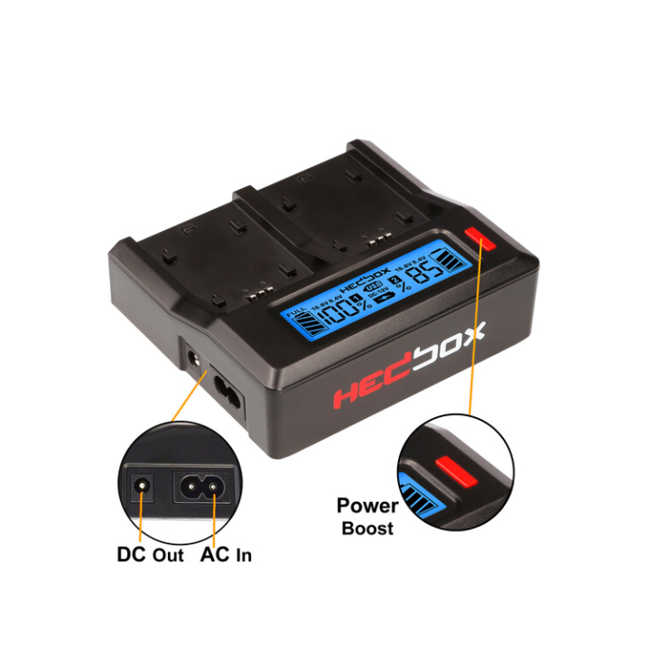 Hedbox RP-DC50/DJC70 - RP-DC50 Digital LCD Dual Battery Charger Kit with RP-DJC70 Battery Plates