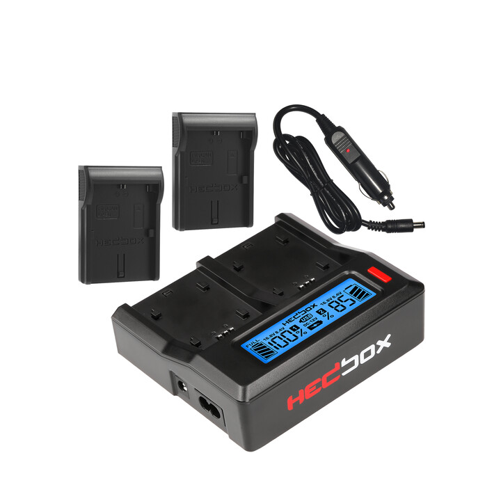 Hedbox RP-DC50/DLPE6 - RP-DC50 Digital LCD Dual Battery Charger Kit with RP-DLPE6 Battery Plates