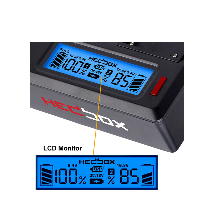 Hedbox RP-DC50/BPA60 - RP-DC50 Digital LCD Dual Battery Charger Kit with RP-BPA60 Battery Plates