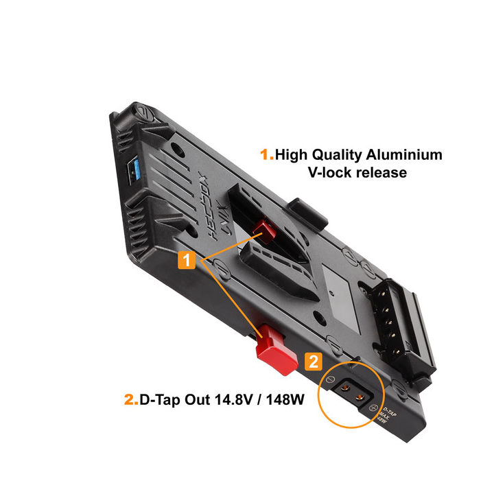Hedbox UNIX-DC - V-Mount Adapter Power Plate with 2.1mm DC Barrel Cable